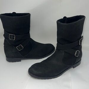 Manolo Blahnik Sz 39.5 Campcross Black Suede and Shearling Boots